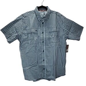 AG-GEAR NWT Haybaler Gingham SS Ice Blue Men's Short Sleeve Button Up XL UPF30